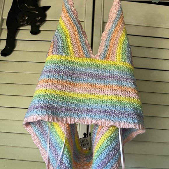 Sincerely Jules Crochet Halter Boho Festival Top Size L - Picture 3 of 5